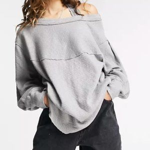 Grey We The Free Over Size Off the Shoulder Sweater